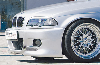 BMW 3er E46 Rieger Spoilerstoßstange -> Vorgängermodell mit speziellen Halterungen mit Halter f. orig. NSW, mit zusätzlichen Lüftungsschlitzen, in Lochblechoptik, ABS,
Alugitter, Gutachten, Montagezubehör