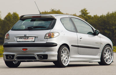 Peugeot 206 Rieger Heckansatz nur für kleine orig. Heckschürze am Fzg. kleine Version, ABS,
inkl. Alugitter, Montagezubehör, ABE