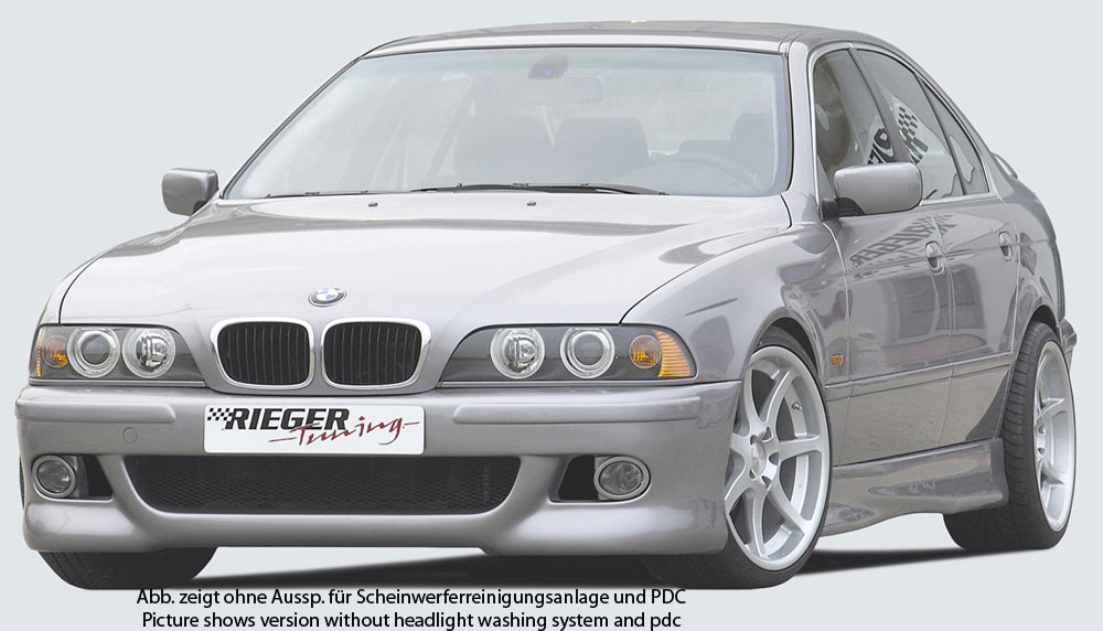 BMW 5er E39 Rieger Spoilerstoßstange mit Halter f. orig. NSW, ABS, für Fzg. mit Scheinwerferreinigungsanlage, Einparkhilfe (PDC),
inkl. Alugitter, Gutachten, Montagezubehör