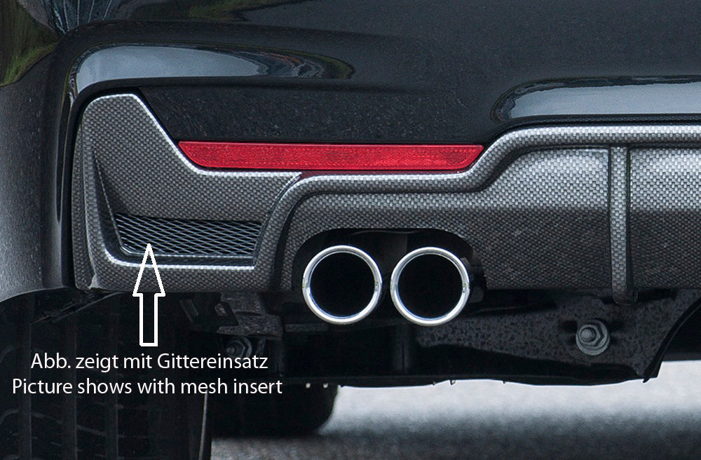 BMW 4er F32 (3C) Rieger Heckeinsatz nur für M-Paket-Heckschürze für Doppelendrohr li. u. re., (4x76mm ø), ABS, für Fzg. mit M-Technik,
inkl. Montagezubehör, Gutachten