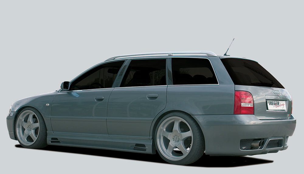 Audi A4 (B5) Rieger Seitenschweller rechts, mit Schacht und 2 Ausschnitten, ABS,
inkl. Alugitter, Gutachten, Montagezubehör