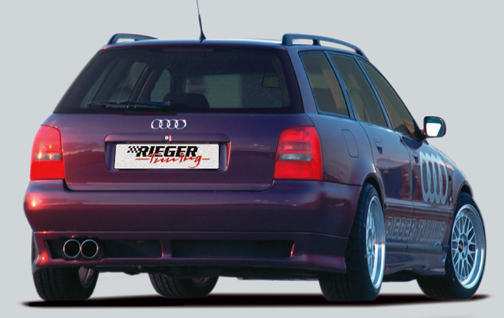 Audi A4 (B5) Rieger Heckansatz ab Modell 1999, nicht für Parkdistance-Control flache Version, ABS,
inkl. Alugitter, Gutachten, Montagezubehör