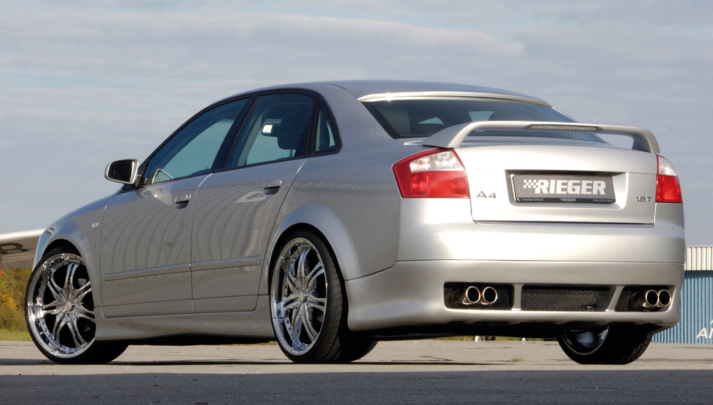 Audi A4 (8E) Typ B6 Rieger Heckschürzenansatz für Fzg. ohne Anhängekupplung ABS,
inkl. Alugitter, Gutachten, Montagezubehör