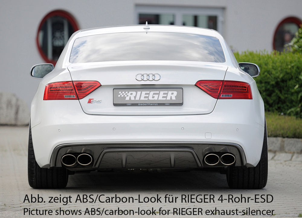 Audi A5 (B8/B81) Rieger Heckeinsatz für orig. Endrohr li. u. re., ABS, für Fzg. mit S-Line Exterieur,
inkl. Montagezubehör, Gutachten