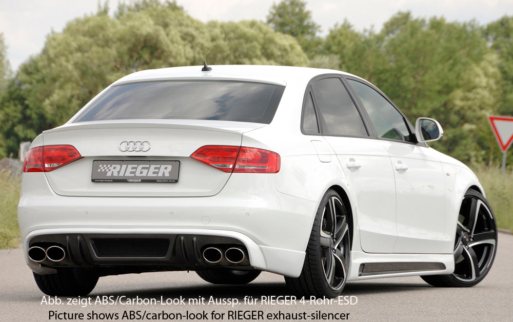 Audi A4 S4 (B8/B81) Rieger Heckschürzenansatz für orig. Doppelendrohr li u. re, ABS, für Fzg. mit S-Line Exterieur,
inkl. Alugitter, Montagezubehör, Gutachten