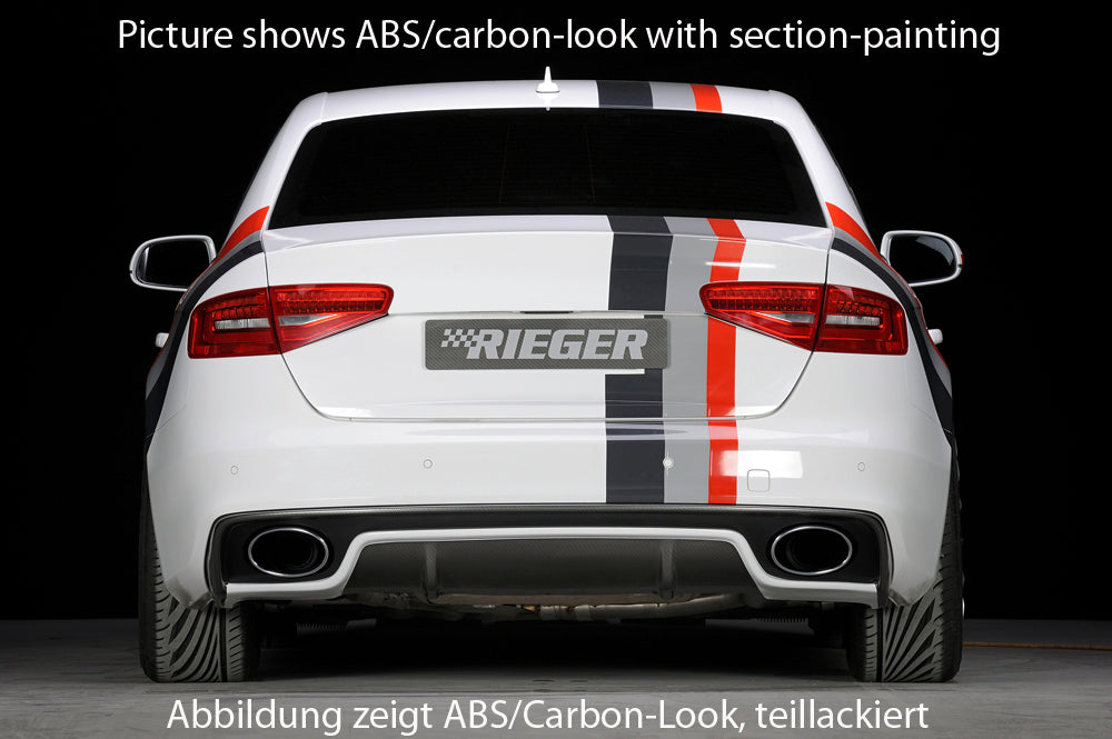 Audi A4 (B8/B81) Rieger Heckeinsatz für Endrohrblende li. u. re. (185x120mm oval), ABS, für Fzg. mit S-Line Exterieur,
inkl. Montagezubehör, Gutachten
