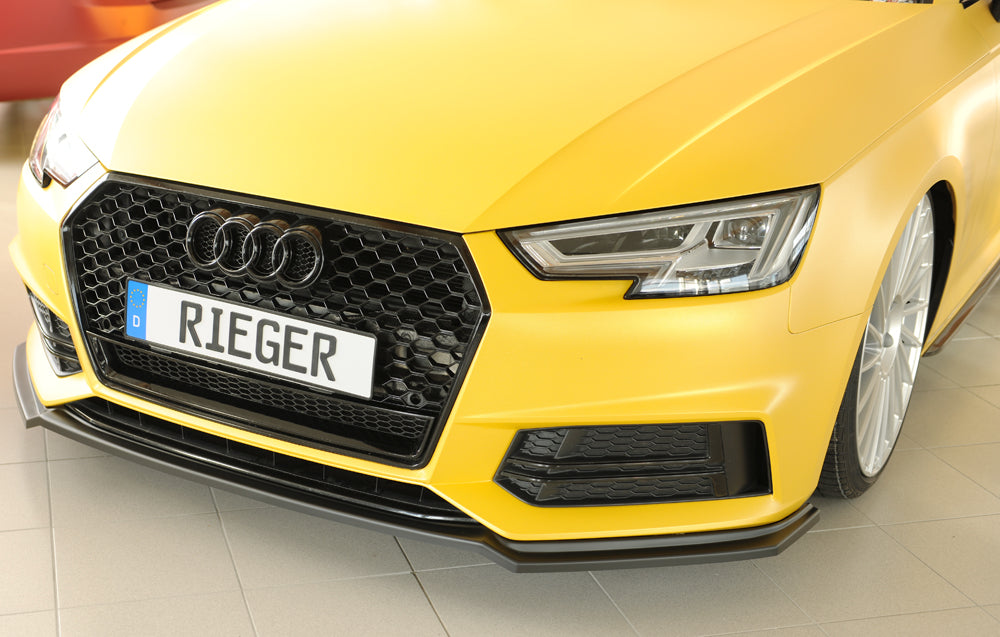 Audi A4 (B9/F4) Rieger Spoilerschwert für orig. Frontschürze, ABS, für Fzg. mit S-Line Exterieur,
inkl. Montagezubehör, ABE