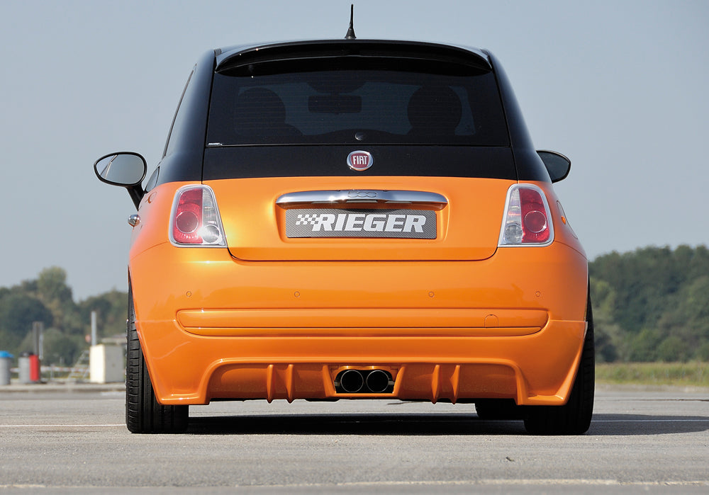 Fiat 500 (312) Rieger Heckschürzenansatz für Doppelendrohr mittig, ABS,
inkl. Montagezubehör, Gutachten