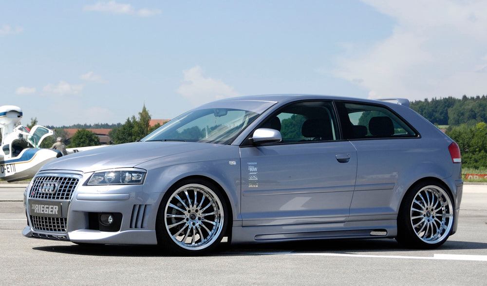 Audi A3 (8P) Rieger Seitenschweller rechts, mit Schacht, mit Ausschnitt, ABS,
inkl. Alugitter, Montagezubehör, ABE