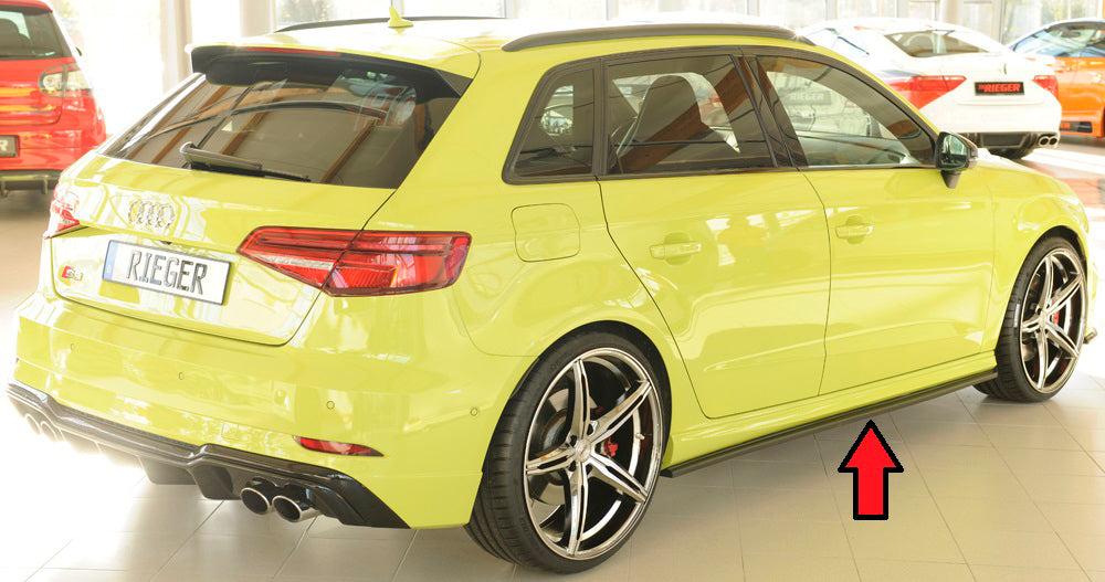 Audi A3 (8V) Rieger Seitenschwelleransatz für S-Line-Schweller / S3-Schweller rechts, für orig. Seitenschweller, ABS, für Fzg. mit S-Line Exterieur,
inkl. Montagezubehör, Gutachten
