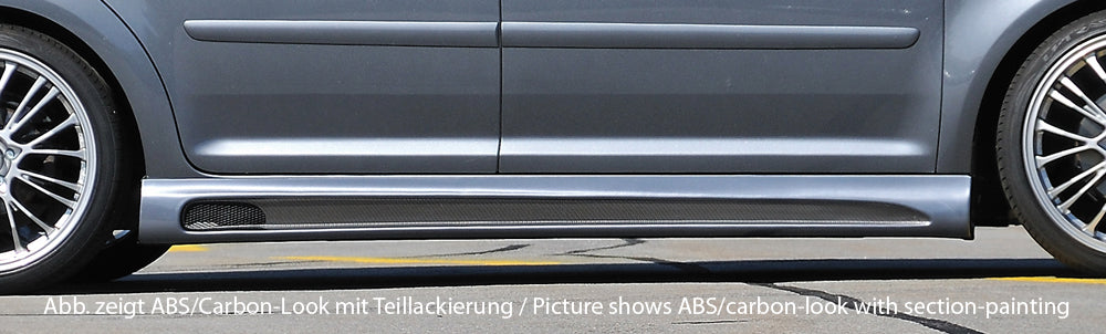 VW Touran (1T) Rieger Seitenschweller links, mit Schacht, mit Ausschnitt, ABS,
inkl. Alugitter, Montagezubehör, Gutachten