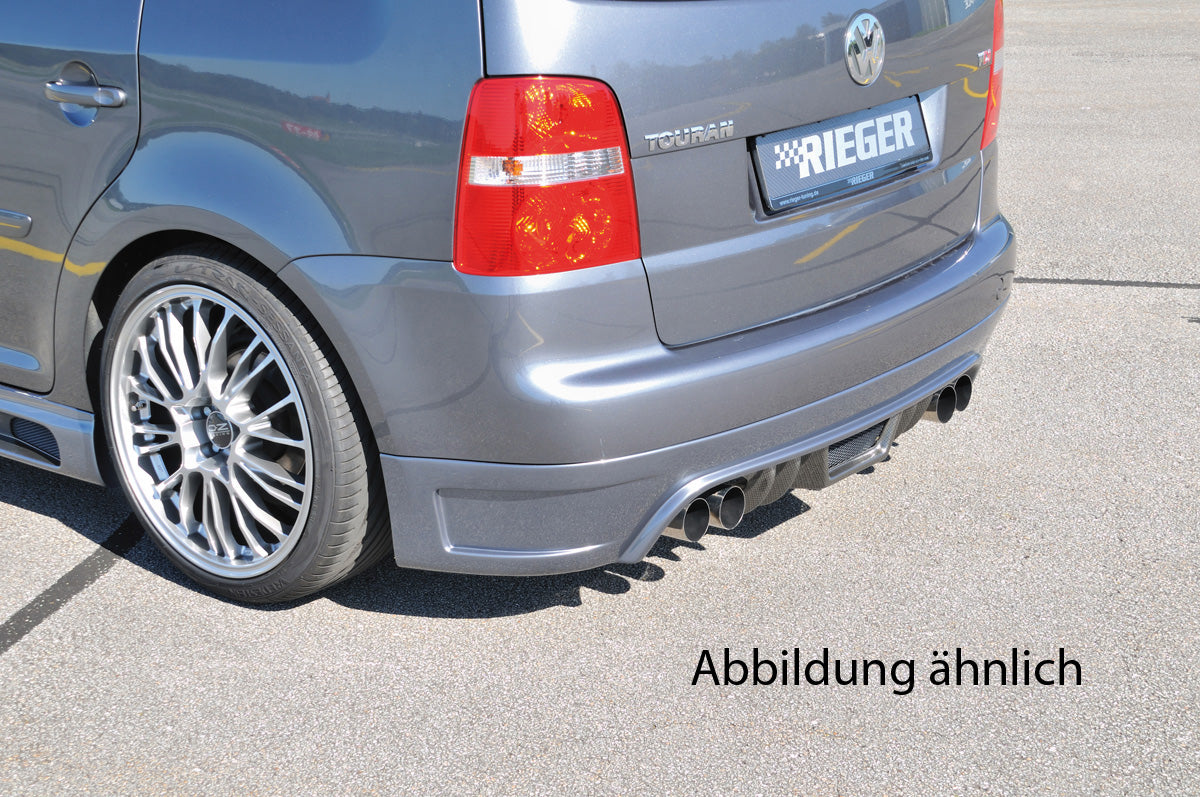 VW Touran (1T) Rieger Heckschürzenansatz für Doppelendrohr li., ABS, für Fzg. mit Anhängekupplung,
inkl. Alugitter, Montagezubehör, Gutachten