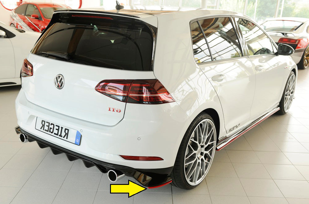 VW Golf 7 GTI-TCR Rieger Heckschürzenansatz seitlich rechts für orig. Heckansatz VW Golf 7 GTI-TCR rechts, für orig. Heckschürzenansatz, ABS,
inkl. Montagezubehör, Gutachten