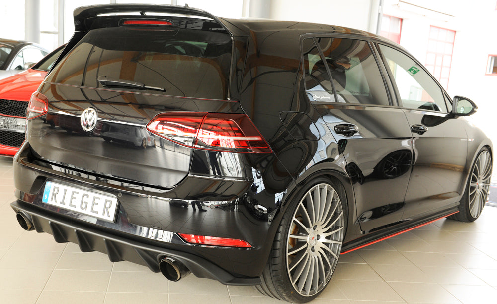 VW Golf 7 GTI Rieger Heckeinsatz für orig. Endrohr li. u. re., ABS,
inkl. Montagezubehör, Gutachten