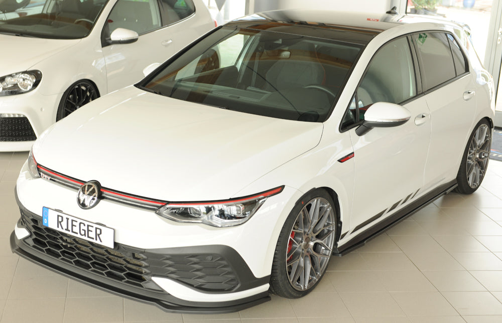 VW Golf 8 GTI Clubsport Rieger Spoilerschwert nur für GTI Clubsport für orig. Frontschürze, ABS,
inkl. Montagezubehör, ABE