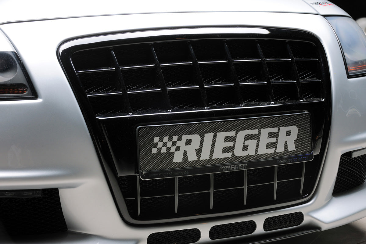 Audi TT (8N) Rieger Grill mit integrierter Kennzeichenauflage für Spoilerstoßstange, ABS, schwarz glänzend,
inkl. Alugitter