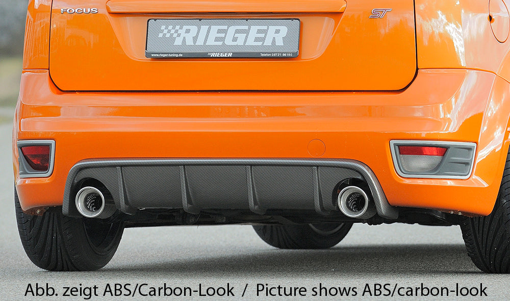 Ford Focus 2 ST Rieger Heckeinsatz für orig. Endrohr li. u. re., ABS, schwarz glänzend,
inkl. Montagezubehör, Gutachten