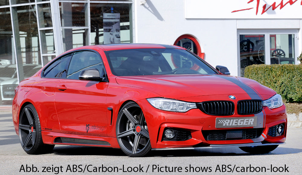 BMW 4er F32 (3C) Rieger Spoilerschwert für orig. M-Paket-Frontschürze gerade Version, für orig. Frontschürze, ABS, schwarz glänzend, für Fzg. mit M-Technik,
inkl. ABE, Montagezubehör