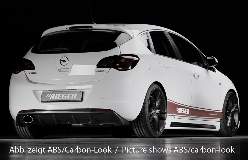 Opel Astra J Rieger Heckeinsatz (GBL-51317) für Sportendrohr li., (140x90mm oval), ABS, schwarz glänzend,
inkl. Montagezubehör, Gutachten