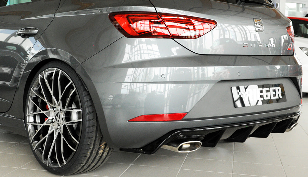 Seat Leon Cupra (5F) Rieger Heckeinsatz für orig. Endrohr li. u. re., ABS, schwarz glänzend,
inkl. Montagezubehör, Gutachten