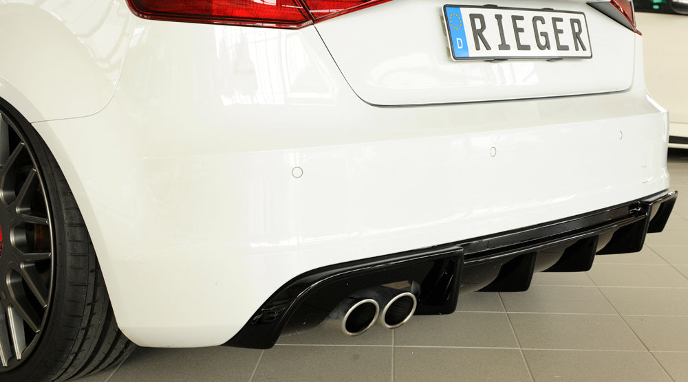 Audi A3 (8V) Rieger Heckeinsatz für Doppelendrohr li., ABS, schwarz glänzend, für Fzg. mit S-Line Exterieur,
inkl. Montagezubehör, Gutachten