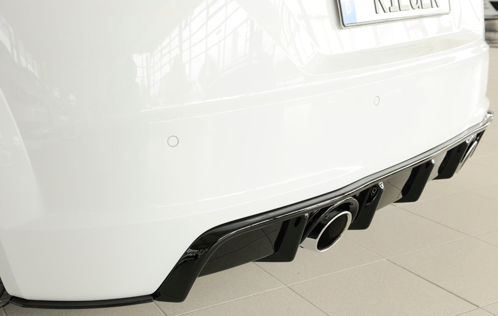 Audi TT (8J-FV/8S) Rieger Heckeinsatz für orig. Endrohr li. u. re., ABS, schwarz glänzend, für Fzg.
mit S-Line Exterieur (bis Facelift),
ohne S-Line Exterieur (ab Facelift),
inkl. Montagezubehör, Gutachten