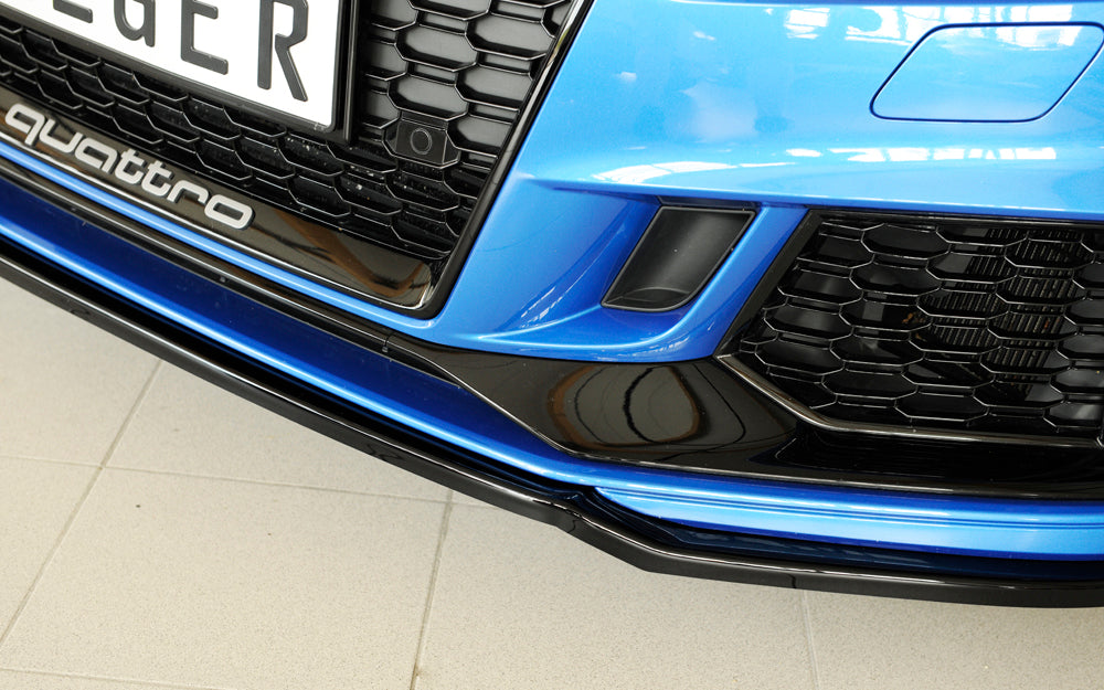 Audi RS3 (8V) Rieger Spoilerschwert für orig. RS3-Frontschürze für orig. Frontschürze, ABS, schwarz glänzend,
inkl. Montagezubehör, ABE