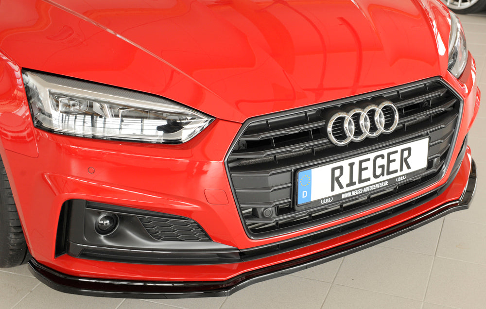 Audi A5 (B9/F5) Rieger Spoilerschwert für orig. S-Line Frontschürze für orig. Frontschürze, ABS, schwarz glänzend, für Fzg. mit S-Line Exterieur,
inkl. Montagezubehör, ABE