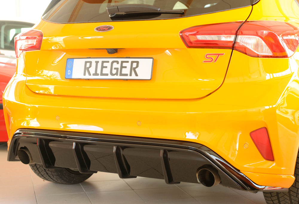 Ford Focus 4 ST (DEH) Rieger Heckeinsatz für orig. Endrohr li. u. re., (83mm ø), ABS, schwarz glänzend, für Fzg. mit ST-Line,
inkl. Montagezubehör, Gutachten