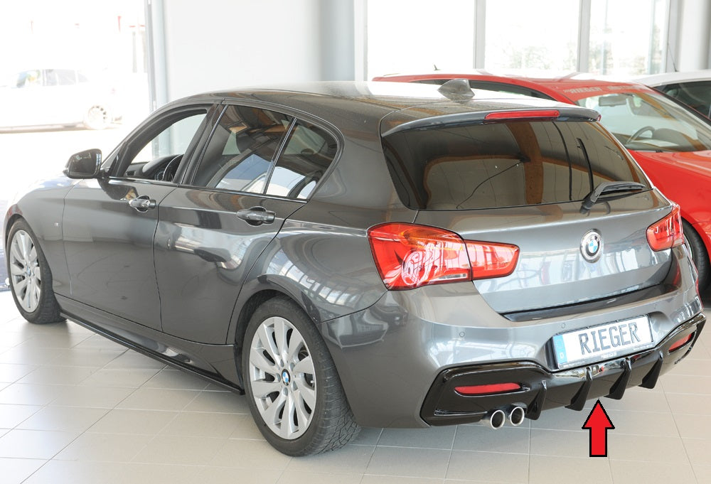 BMW 1er F20 (1K4) Rieger Heckeinsatz (Typ: 88171) für orig. Doppelendrohr li, ABS, schwarz glänzend, für Fzg. mit M-Techn...