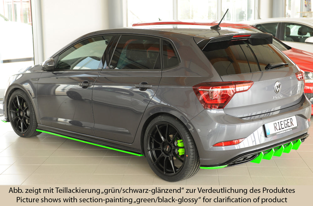 VW Polo (AW) GTI Rieger Seitenschwelleransatz links, für orig. Seitenschweller, ABS, schwarz glänzend,
inkl. Montagezubeh...