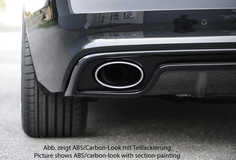 Audi A5 (B8/B81) Rieger Heckeinsatz für Endrohrblende li. u. re. (185x120mm oval), ABS, Carbon-Look, für Fzg. mit S-Line Exterieur,
inkl. Montagezubehör, Gutachten