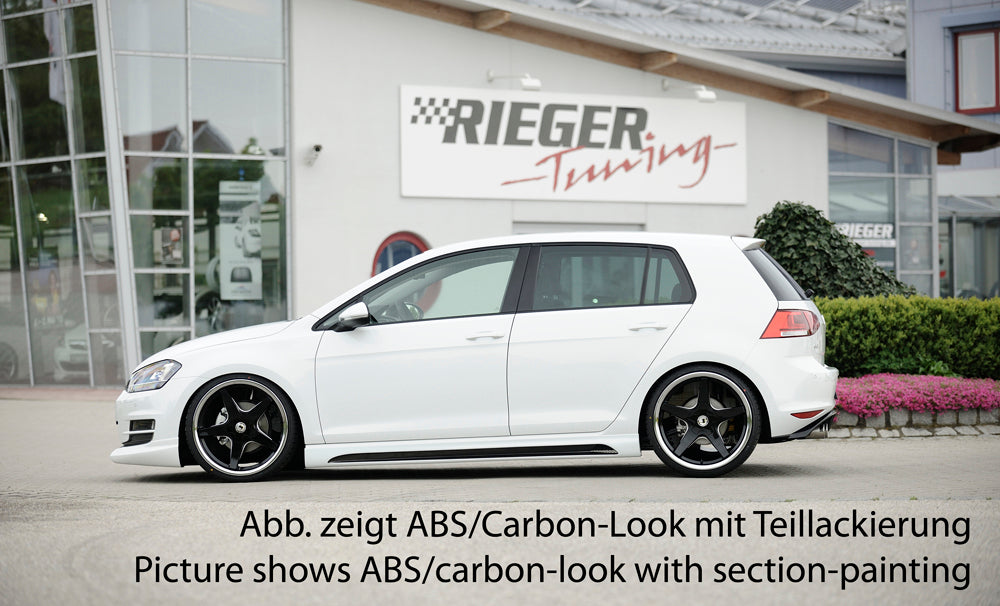 VW Golf 7 Rieger Seitenschweller rechts, mit Schacht, mit Ausschnitt, ABS, Carbon-Look,
inkl. Alugitter, Montagezubehör, Gutachten