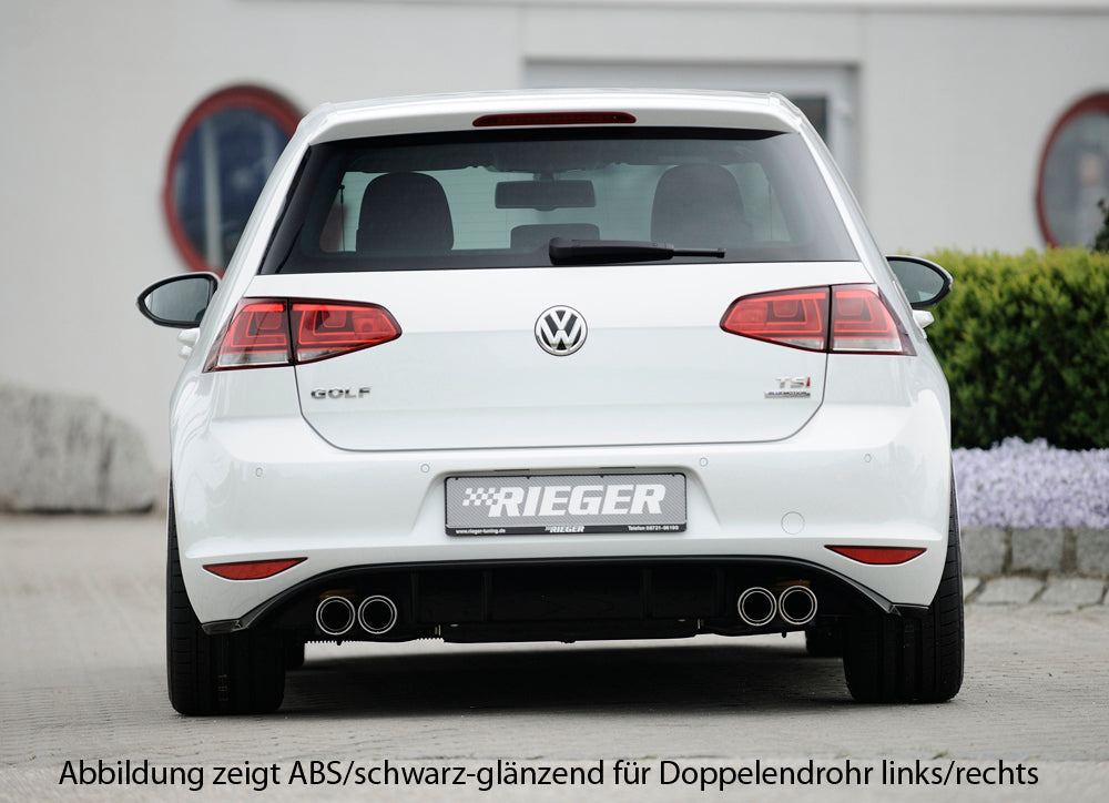 VW Golf 7 Rieger Heckeinsatz für Doppelendrohr mittig, ABS, Carbon-Look,
inkl. Montagezubehör, Gutachten