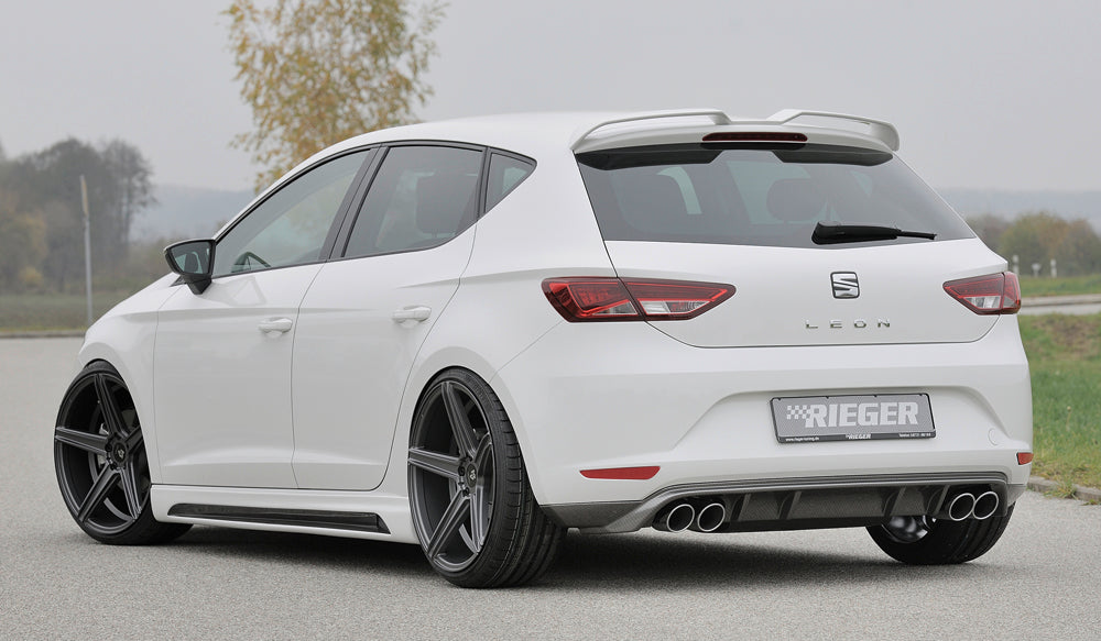 Seat Leon (5F) Rieger Seitenschweller rechts, mit Schacht, mit Ausschnitt, ABS, Carbon-Look,
inkl. Alugitter, Montagezubehör, Gutachten