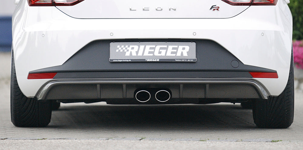 Seat Leon FR (5F) Rieger Heckeinsatz für Doppelendrohr mittig, ABS, Carbon-Look,
inkl. Montagezubehör, Gutachten