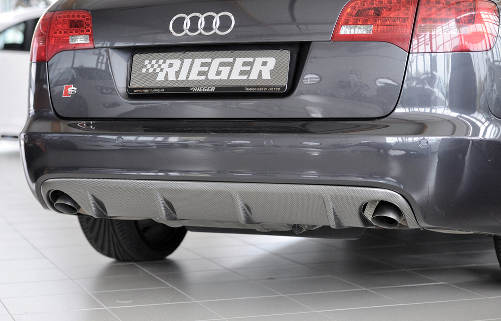 Audi A6 (4F) Rieger Heckeinsatz für orig. Endrohr li. u. re., ABS, Carbon-Look, für Fzg. mit S-Line Exterieur und ohne S-Line Exterieur,
inkl. Montagezubehör, Gutachten