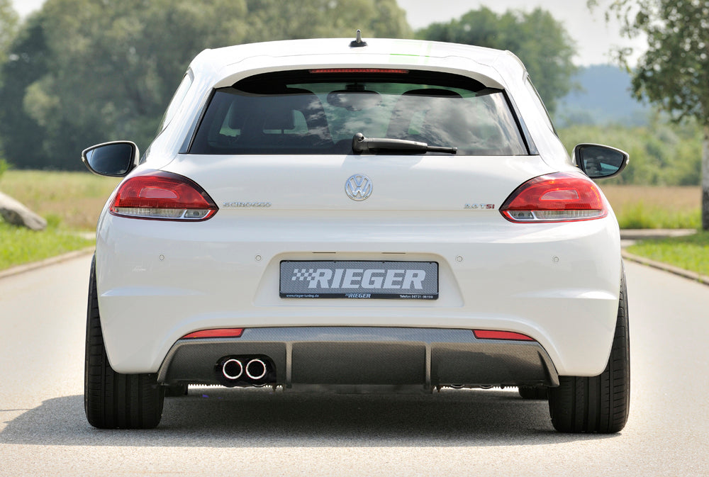 VW Scirocco 3 (13) Rieger Heckeinsatz für R-Line Heckschürze für orig. Doppelendrohr li, ABS, Carbon-Look, für Fzg. mit R-Line Exterieur,
inkl. Montagezubehör, Gutachten