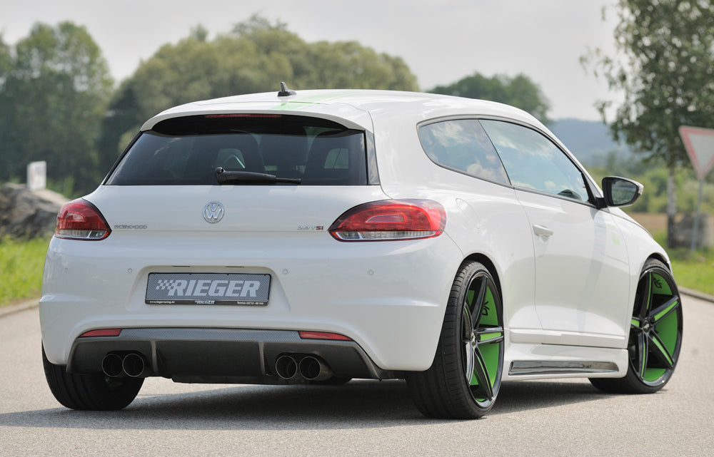 VW Scirocco 3 (13) Rieger Heckeinsatz für R-Line Heckschürze für Doppelendrohr li. u. re., (4x90mm ø), ABS, Carbon-Look, für Fzg. mit R-Line Exterieur,
inkl. Montagezubehör, Gutachten