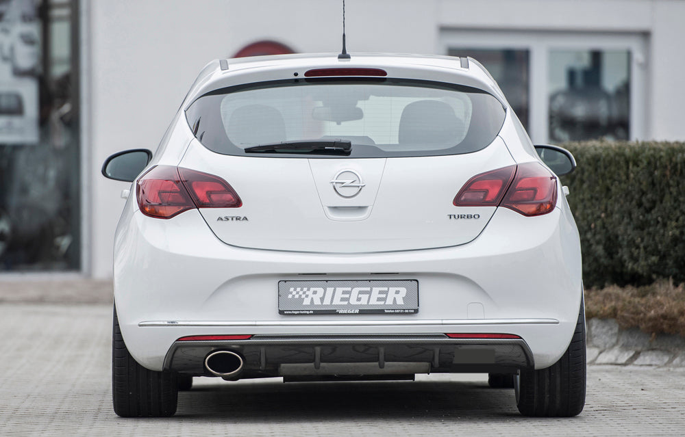 Opel Astra J Rieger Heckeinsatz für Sportendrohr li., (140x90mm oval), ABS, Carbon-Look,
inkl. Montagezubehör, Gutachten