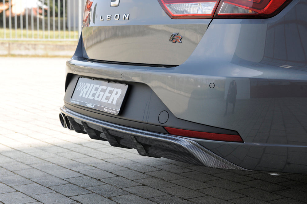 Seat Leon FR (5F) Rieger Heckeinsatz für Doppelendrohr li., ABS, Carbon-Look,
inkl. Montagezubehör, Gutachten