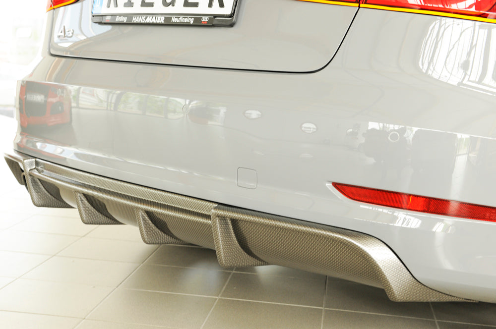 Audi A3 (8V) Rieger Heckeinsatz für Doppelendrohr li., ABS, Carbon-Look, für Fzg. mit S-Line Exterieur,
inkl. Montagezubehör, Gutachten
