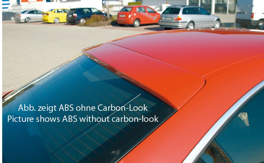 BMW 3er E46 Rieger Heckscheibenblende nur in Verbindung mit Heckflügel 3. Bremsl. ABS, Carbon-Look,
inkl. Gutachten, Montagezubehör