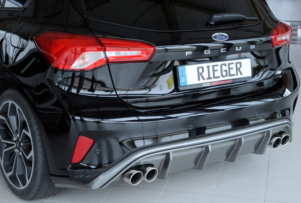 Ford Focus 4 (DEH) Rieger Heckeinsatz für Doppelendrohr li. u. re., (4x80mm ø), ABS, Carbon-Look, für Fzg. mit ST-Line,
inkl. Montagezubehör, Gutachten