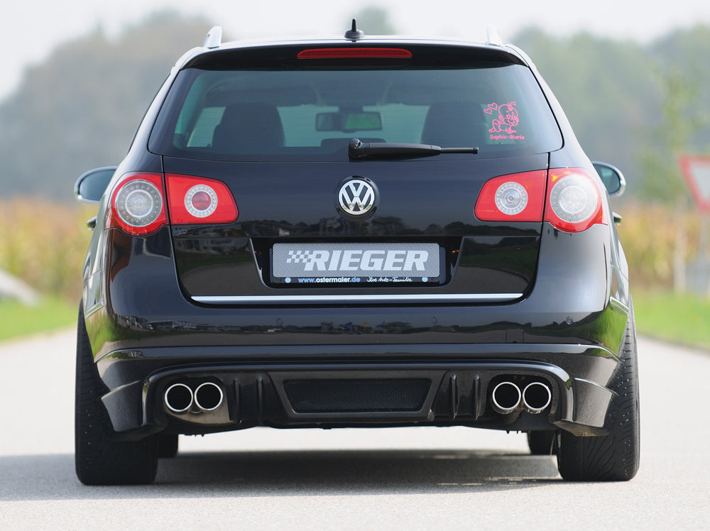 VW Passat (3C) Rieger Heckschürzenansatz für Doppelendrohr li. u. re., ABS, Carbon-Look,
inkl. Montagezubehör, Alugitter, Gutachten