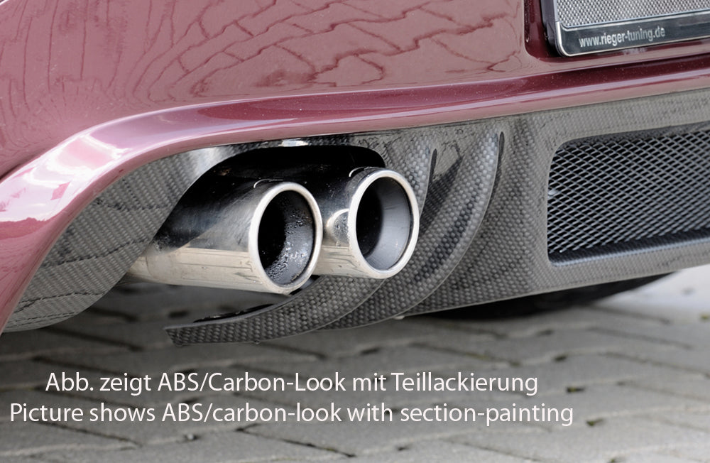 BMW Z4 (E85) Rieger Heckansatz für Doppelendrohr li. u. re., (4x76mm ø), ABS, Carbon-Look,
inkl. Alugitter, Montagezubehör, Gutachten