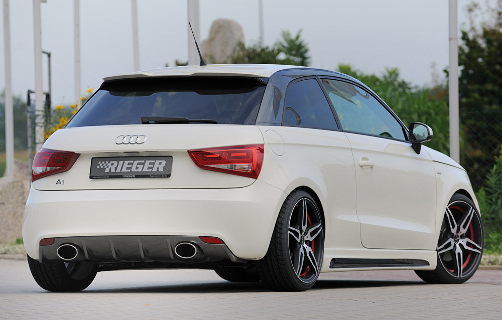 Audi A1 (8X) Rieger Heckeinsatz für Sportendrohr li. u. re., (140x90mm oval), ABS, Carbon-Look, für Fzg. ohne S-Line Exterieur,
inkl. Montagezubehör, Gutachten