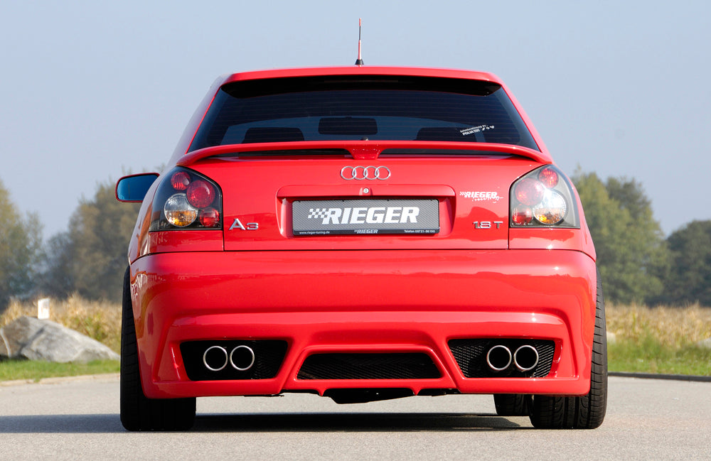 Audi A3 (8L) Rieger ESD, links/rechts, eingerollt Typ 16 Audi A3 (8L) rechts, links, eingerollt, 4x90mm, für RIEGER-Heckansatz, Edelstahl,
inkl. Gutachten