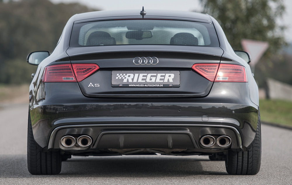 Audi A5 (B8/B81) Rieger ESD links/rechts, Audi A5 (B8) Sportback 2.0 TFSI 132/155 kW 2.7 TDI 140kW 3.0 TDI 176kW 4x115x85mm, für RIEGER-Heckansatz, für RIEGER-Heckeinsatz, links, rechts, Edelstahl,
inkl. Montagezubehör, Gutachten