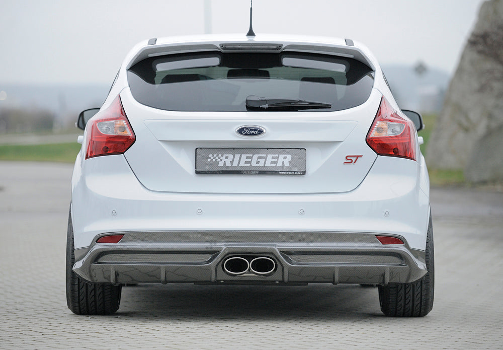 Ford Focus 3 ST Wolf Heckschürzenansatz W1218640 für orig. Endrohr mittig, für Doppelendrohr mittig, (2x120x90mm oval), ABS, Carbon-Look,
inkl. Montagezubehör, Gutachten